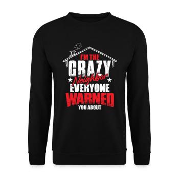 Lustiges Nachbargeschenk - Unisex Pullover - Schwarz - Vorne - Alina (178cm) & Michal (187cm)