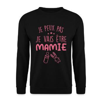 Je Peux Pas, Je Vais Être MAMIE - Sweat-shirt Unisexe - noir - Devant - Alina (178cm) & Michal (187cm)