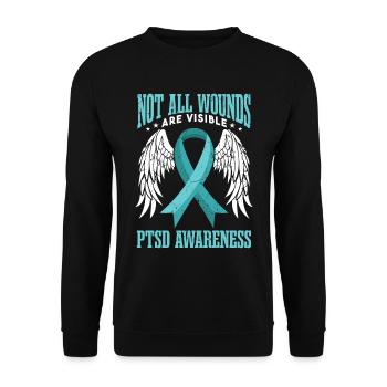Not All Wounds Are Visible | PTSD Awareness - Unisex Sweatshirt - black - Front - Alina (178cm) & Michal (187cm)
