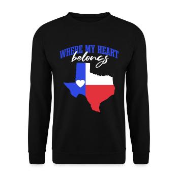 Wo mein Herz hingehört: Texas - Unisex Pullover - Schwarz - Vorne - Alina (178cm) & Michal (187cm)