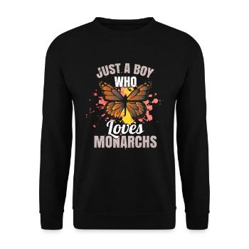 Nur ein Junge, der Monarchen liebt - Unisex Pullover - Schwarz - Vorne - Alina (178cm) & Michal (187cm)