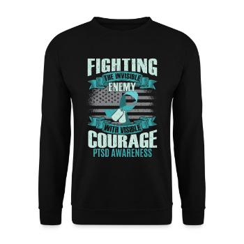 PTSD Awareness - Unisex Sweatshirt - black - Front - Alina (178cm) & Michal (187cm)