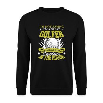 Lustiger Golf-Witz - Unisex Pullover - Schwarz - Vorne - Alina (178cm) & Michal (187cm)