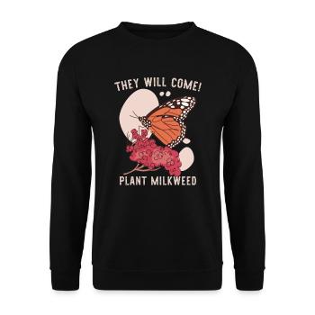 Plante Asclépiade | Monarque papillon - Sweat-shirt Unisexe - noir - Devant - Alina (178cm) & Michal (187cm)