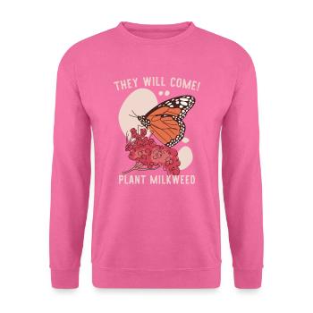 Plante Asclépiade | Monarque papillon - Sweat-shirt Unisexe - rose - Devant