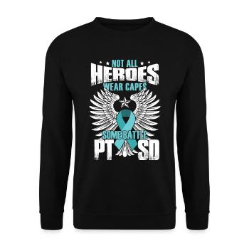 PTSD Heroes - Unisex Sweatshirt - black - Front - Alina (178cm) & Michal (187cm)