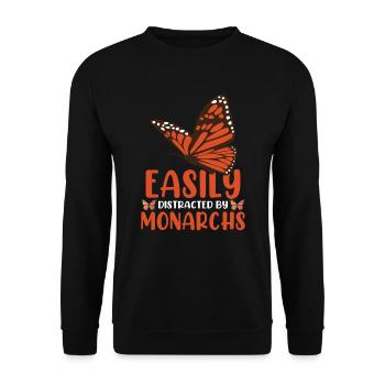 Leicht abgelenkt von Monarchen - Unisex Pullover - Schwarz - Vorne - Alina (178cm) & Michal (187cm)