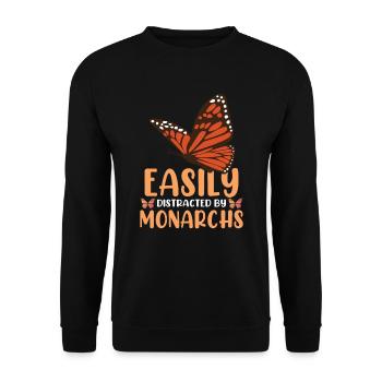 Leicht abgelenkt von Monarchen - Unisex Pullover - Schwarz - Vorne - Alina (178cm) & Michal (187cm)