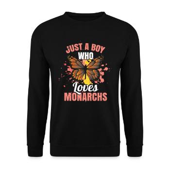 Juste un garçon qui aime le papillon monarque - Sweat-shirt Unisexe - noir - Devant - Alina (178cm) & Michal (187cm)