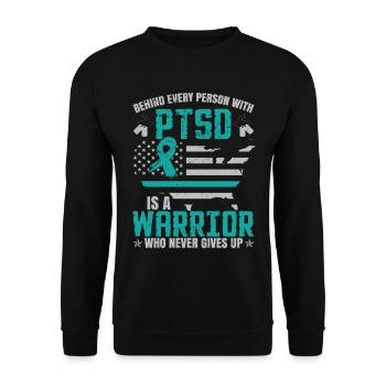 PTSD Warrior - Unisex Sweatshirt - black - Front - Alina (178cm) & Michal (187cm)