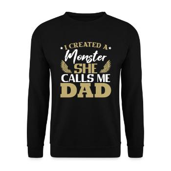 Lustiger Papa-Witz Tochter Vater - Unisex Pullover - Schwarz - Vorne - Alina (178cm) & Michal (187cm)