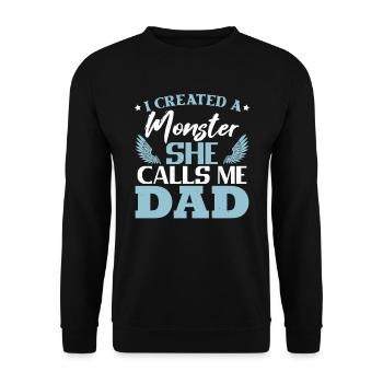 J’ai créé un monstre Elle m’appelle papa - Sweat-shirt Unisexe - noir - Devant - Alina (178cm) & Michal (187cm)