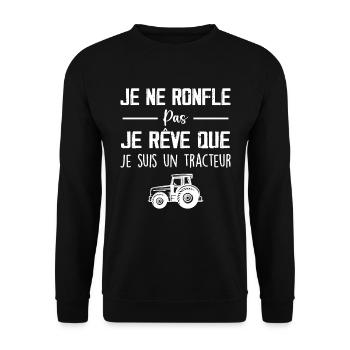 Je Ne Ronfle Pas,Je Rêve Que Je Suis En Tracteur💤 - Sweat-shirt Unisexe - noir - Devant - Alina (178cm) & Michal (187cm)