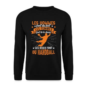Joueur de handball humour hommes - Sweat-shirt Unisexe - noir - Devant - Alina (178cm) & Michal (187cm)