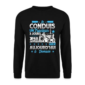 Je Conduis Un Tracteur - Sweat-shirt Unisexe - noir - Devant - Alina (178cm) & Michal (187cm)