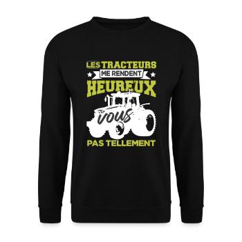 Les Tracteurs Me Rendent Heureux Pas Tellement - Sweat-shirt Unisexe - noir - Devant - Alina (178cm) & Michal (187cm)