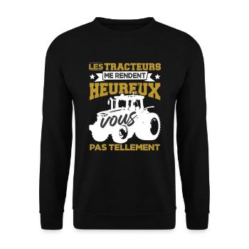 Les Tracteurs Me Rendent Heureux - Sweat-shirt Unisexe - noir - Devant - Alina (178cm) & Michal (187cm)