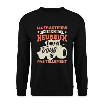 Tracteur Humour Paysan Fermier - Sweat-shirt Unisexe - noir - Devant - Alina (178cm) & Michal (187cm)