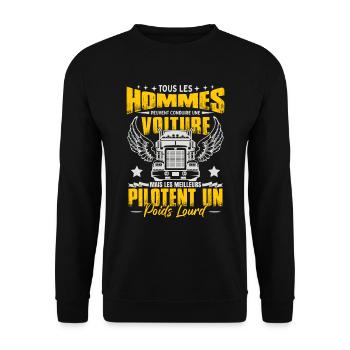 Camionneur Hommes Cadeau Poids Lourd - Sweat-shirt Unisexe - noir - Devant - Alina (178cm) & Michal (187cm)