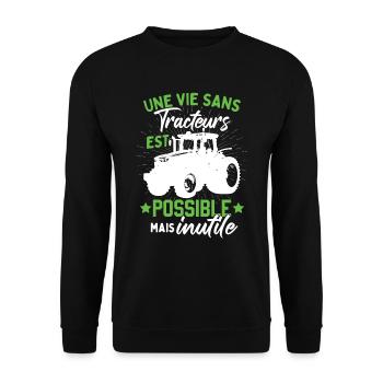 Tracteur Humour Paysan Fermier - Sweat-shirt Unisexe - noir - Devant - Alina (178cm) & Michal (187cm)