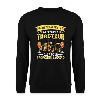 Tracteur Humour Apéro - Sweat-shirt Unisexe - noir - Devant - Alina (178cm) & Michal (187cm)