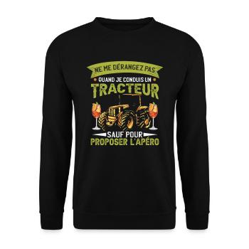 Je Conduis Un Tracteur Sauf Pour Proposer L'Apéro - Sweat-shirt Unisexe - noir - Devant - Alina (178cm) & Michal (187cm)