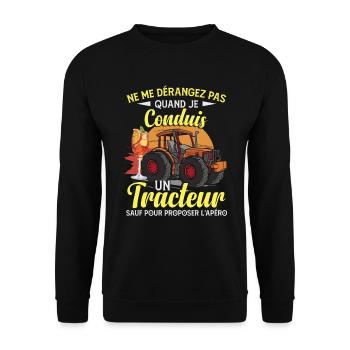 Apéro Humour Tracteur Humour Paysan Fermier - Sweat-shirt Unisexe - noir - Devant - Alina (178cm) & Michal (187cm)