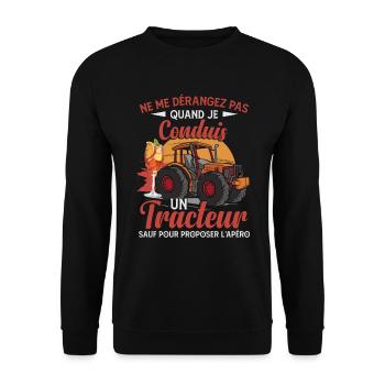 Ne me dérangez pas quand je conduis un tracteur - Sweat-shirt Unisexe - noir - Devant - Alina (178cm) & Michal (187cm)