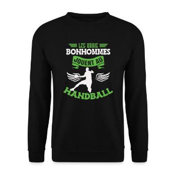 Cadeau Joueur De Handball Hommes Handballeur - Sweat-shirt Unisexe - noir - Devant - Alina (178cm) & Michal (187cm)