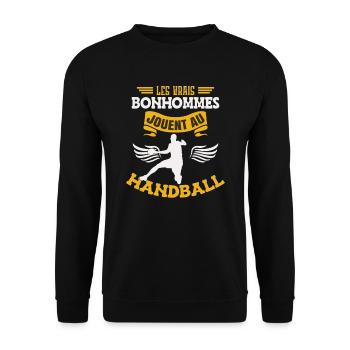 Les Vrais Bonhommes Jouent Au Handball - Sweat-shirt Unisexe - noir - Devant - Alina (178cm) & Michal (187cm)