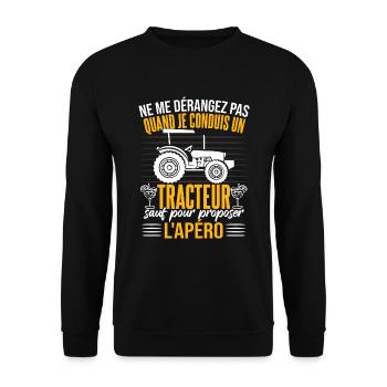 Drôle Apéro Tracteur - Sweat-shirt Unisexe - noir - Devant - Alina (178cm) & Michal (187cm)
