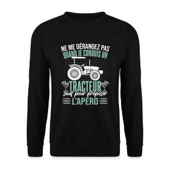 Tracteur Apéro Humour - Sweat-shirt Unisexe - noir - Devant - Alina (178cm) & Michal (187cm)