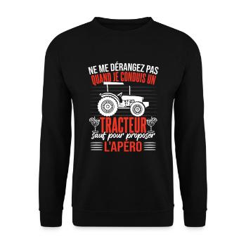 Hommes Tracteur Paysan Fermier Apéro - Sweat-shirt Unisexe - noir - Devant - Alina (178cm) & Michal (187cm)