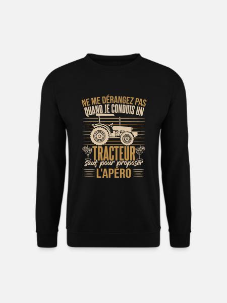 Tracteur Apéro Humour - Sweat-shirt Unisexe - noir