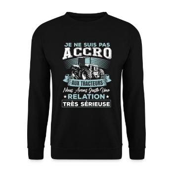 Fête des pères humoristique tracteur - Sweat-shirt Unisexe - noir - Devant - Alina (178cm) & Michal (187cm)