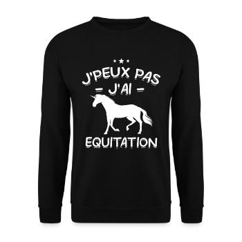 J'Peux Pas ! J'Ai Equitation 🐴 - Sweat-shirt Unisexe - noir - Devant - Alina (178cm) & Michal (187cm)