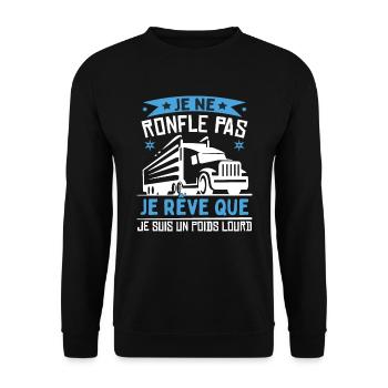 Camion Hommes Chauffeur De Camion - Sweat-shirt Unisexe - noir - Devant - Alina (178cm) & Michal (187cm)