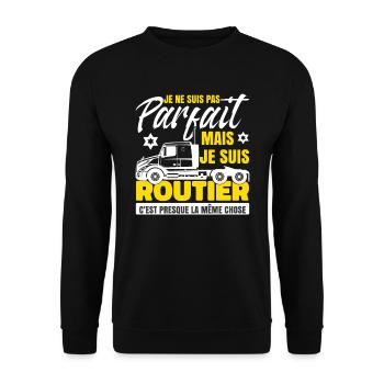 Papa Routier - Sweat-shirt Unisexe - noir - Devant - Alina (178cm) & Michal (187cm)