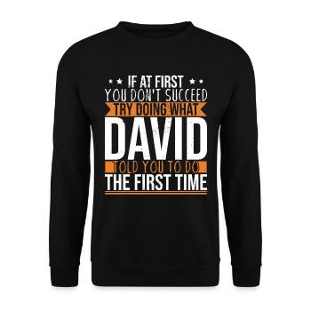Lustiger David Dave - Unisex Pullover - Schwarz - Vorne - Alina (178cm) & Michal (187cm)