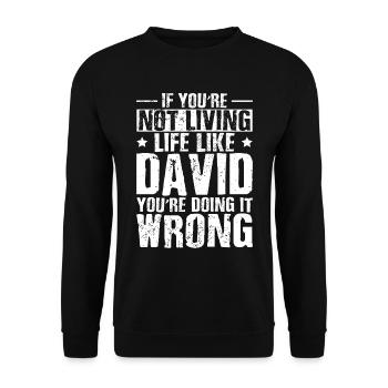 Funny David Humor - Unisex Sweatshirt - black - Front - Alina (178cm) & Michal (187cm)