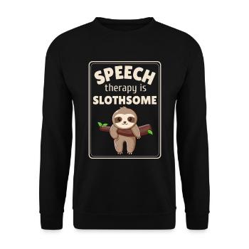 Logopädie, Faultierpathologe, SLP - Unisex Pullover - Schwarz - Vorne - Alina (178cm) & Michal (187cm)