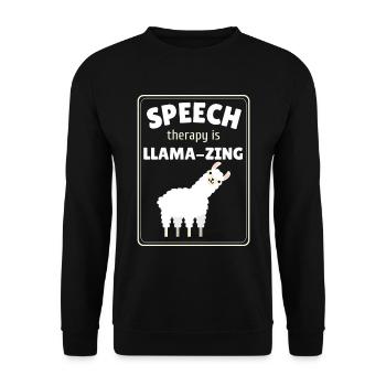 SLP Speech Therapy Llama Speech Language Pathology - Unisex Sweatshirt - black - Front - Alina (178cm) & Michal (187cm)