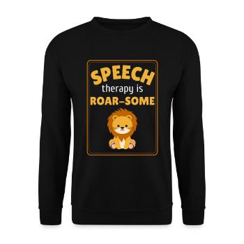 Speech Therapy SLP Lion Speech Language Pathology - Unisex Sweatshirt - black - Front - Alina (178cm) & Michal (187cm)