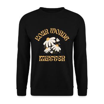 Orthophonie Vos mots comptent Fleur - Sweat-shirt Unisexe - noir - Devant - Alina (178cm) & Michal (187cm)
