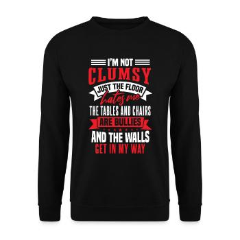 Clumsy People Funny - Unisex Sweatshirt - black - Front - Alina (178cm) & Michal (187cm)