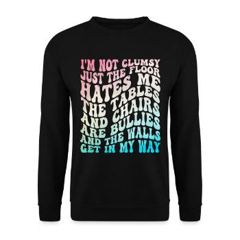 Groovy Clumsy Frauen Sarkasmus Witz - Unisex Pullover - Schwarz - Vorne - Alina (178cm) & Michal (187cm)