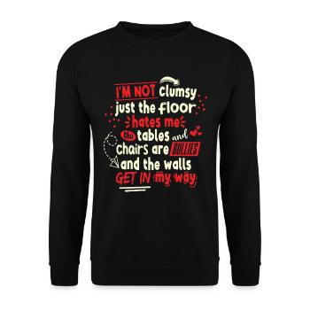 Clumsy People Saying - Unisex Sweatshirt - black - Front - Alina (178cm) & Michal (187cm)