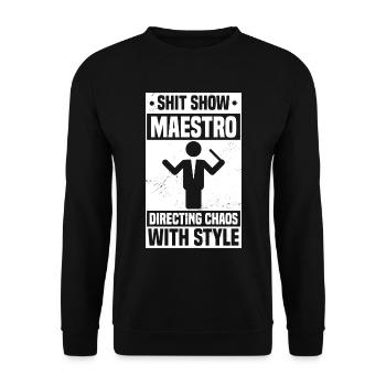 Lustige Scheißshow Maestro - Unisex Pullover - Schwarz - Vorne - Alina (178cm) & Michal (187cm)