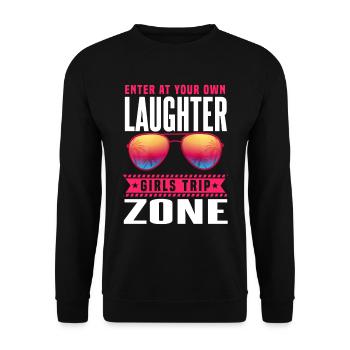 Betreten Sie Ihre eigene Laughter Girls Trip Zone - Unisex Pullover - Schwarz - Vorne - Alina (178cm) & Michal (187cm)