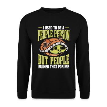 I Used To Be A People Person Introvert Turtle - Unisex Sweatshirt - black - Front - Alina (178cm) & Michal (187cm)